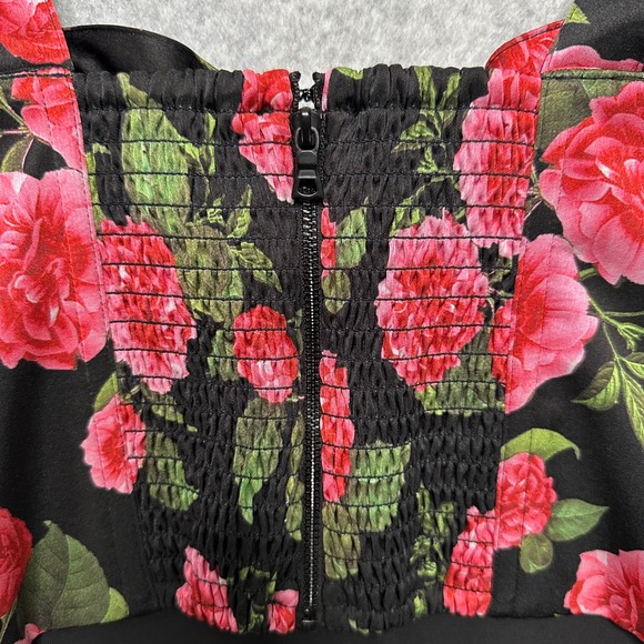 Alice + Olivia Jeanna Bustier Crop Top Camellia Floral Print Black Size 6 NWT - Picture 5 of 12